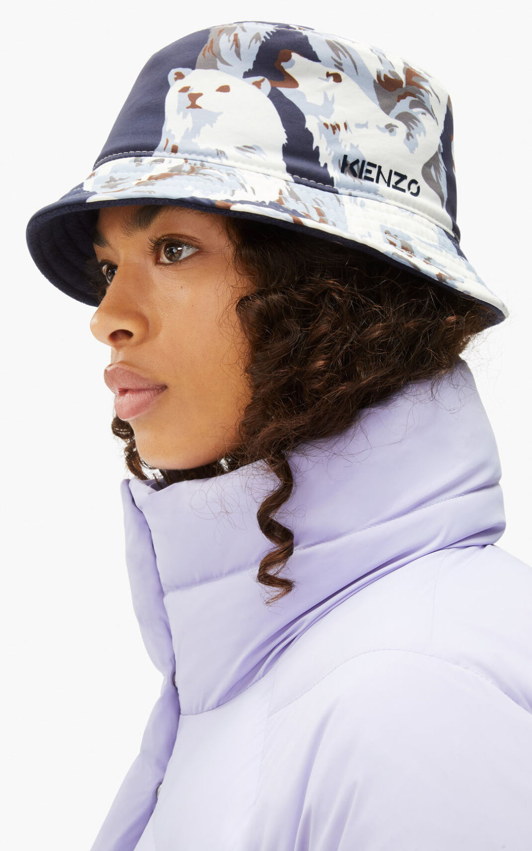 Kenzo Polar Bear The Vinter Capsule reversible Bøttehat Dame - Blå Sort DK-548211